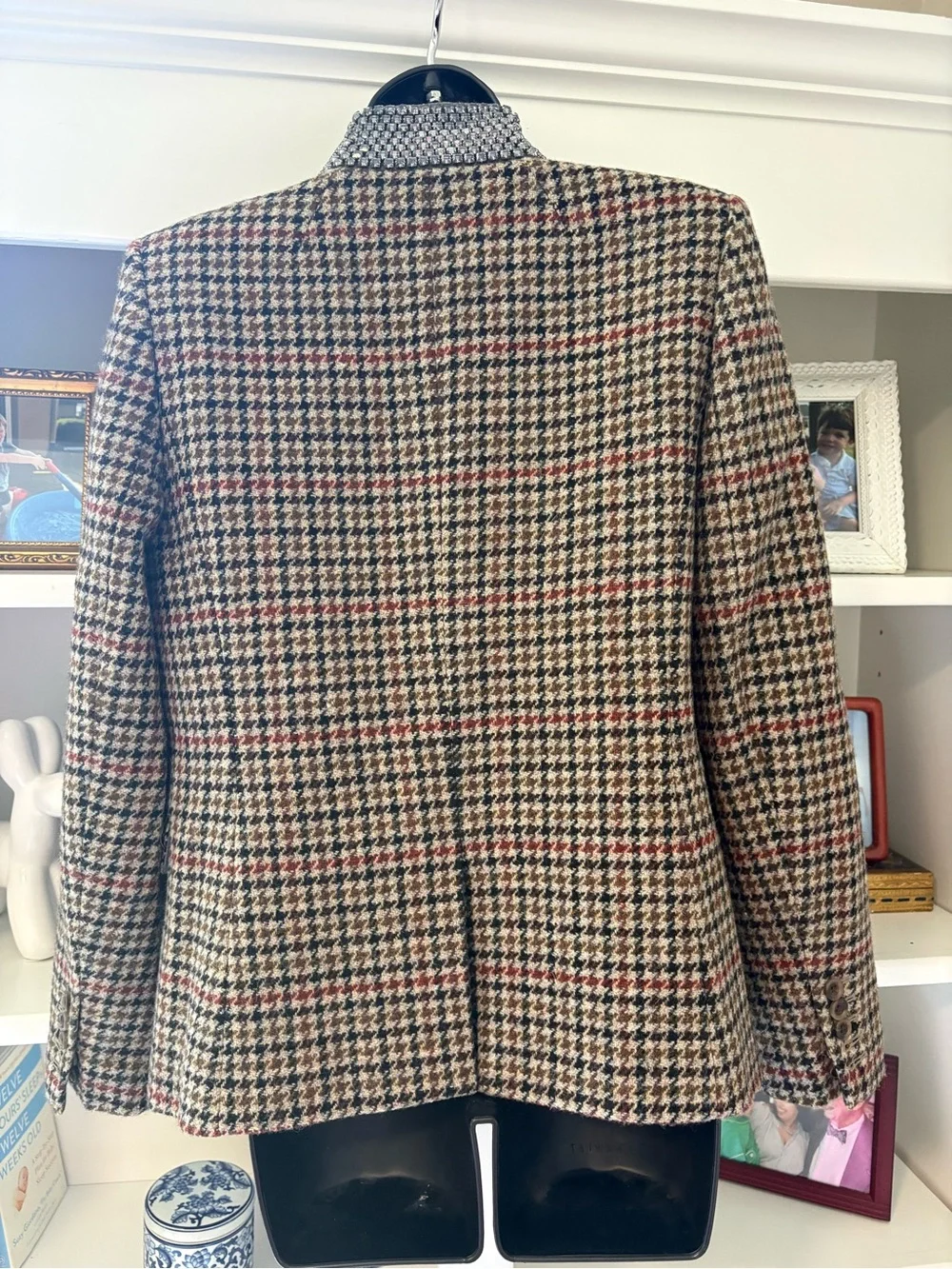 J. Crew Regent Houndstooth Tailored Blazer - Rhinestone Collar